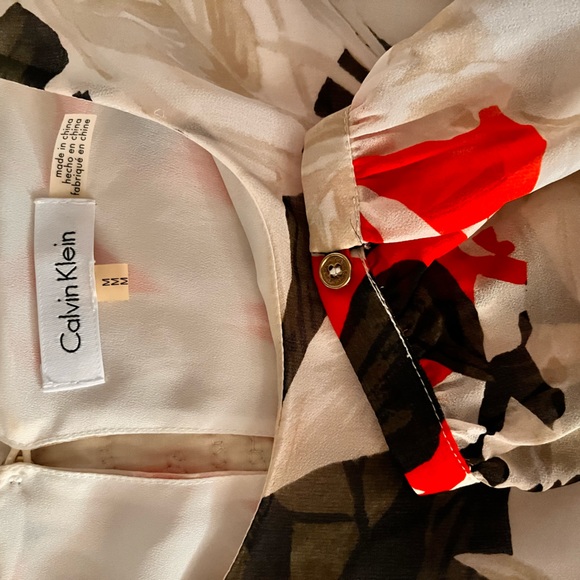 Calvin Klein leaves fabric print long sleeves blouse - Picture 3 of 6